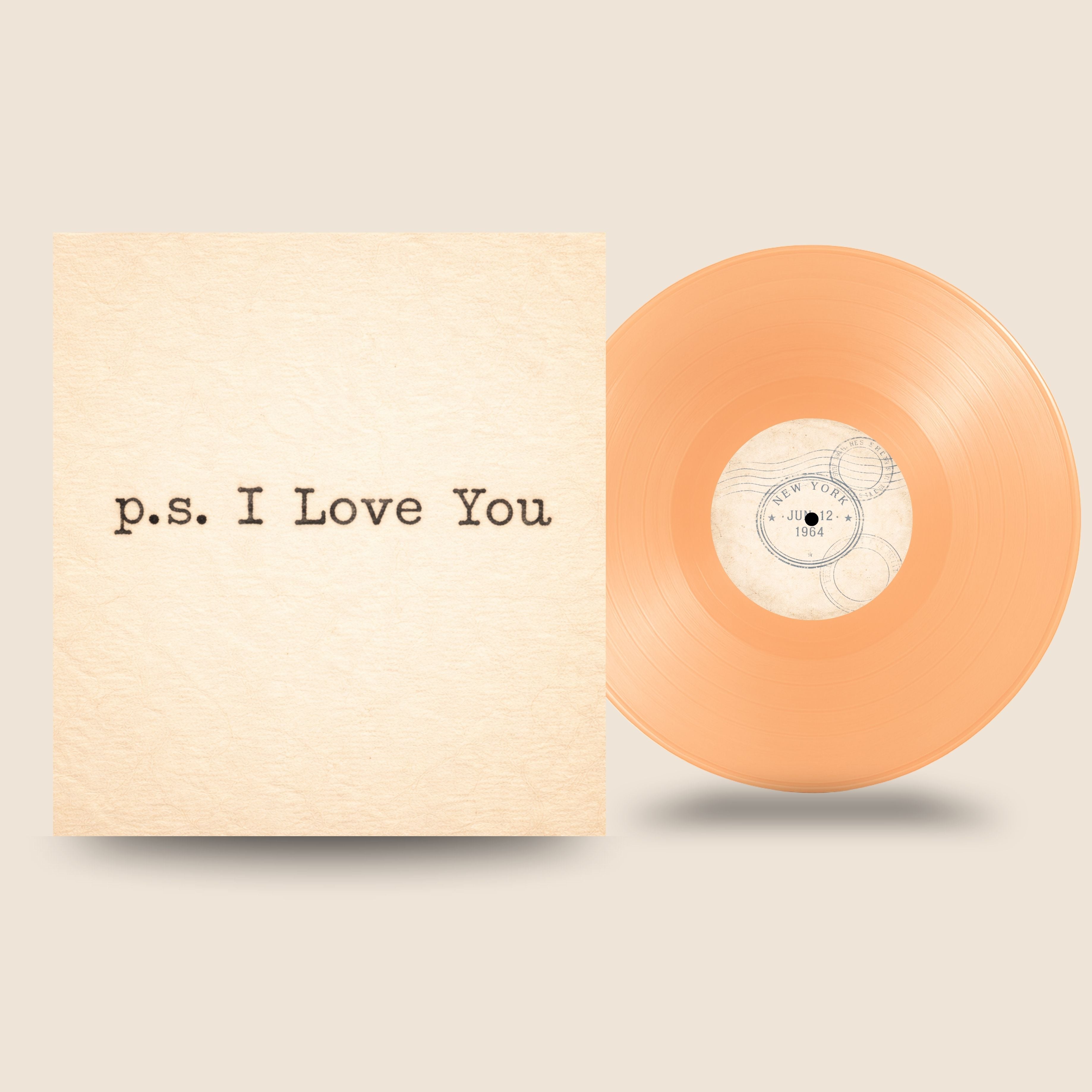 12″ Custom Mixtape Vinyl Record – Studio Color Series by Black Label Vinyl featuring a peach-colored 12-inch lathe-cut record, shown with a minimalist custom album cover.