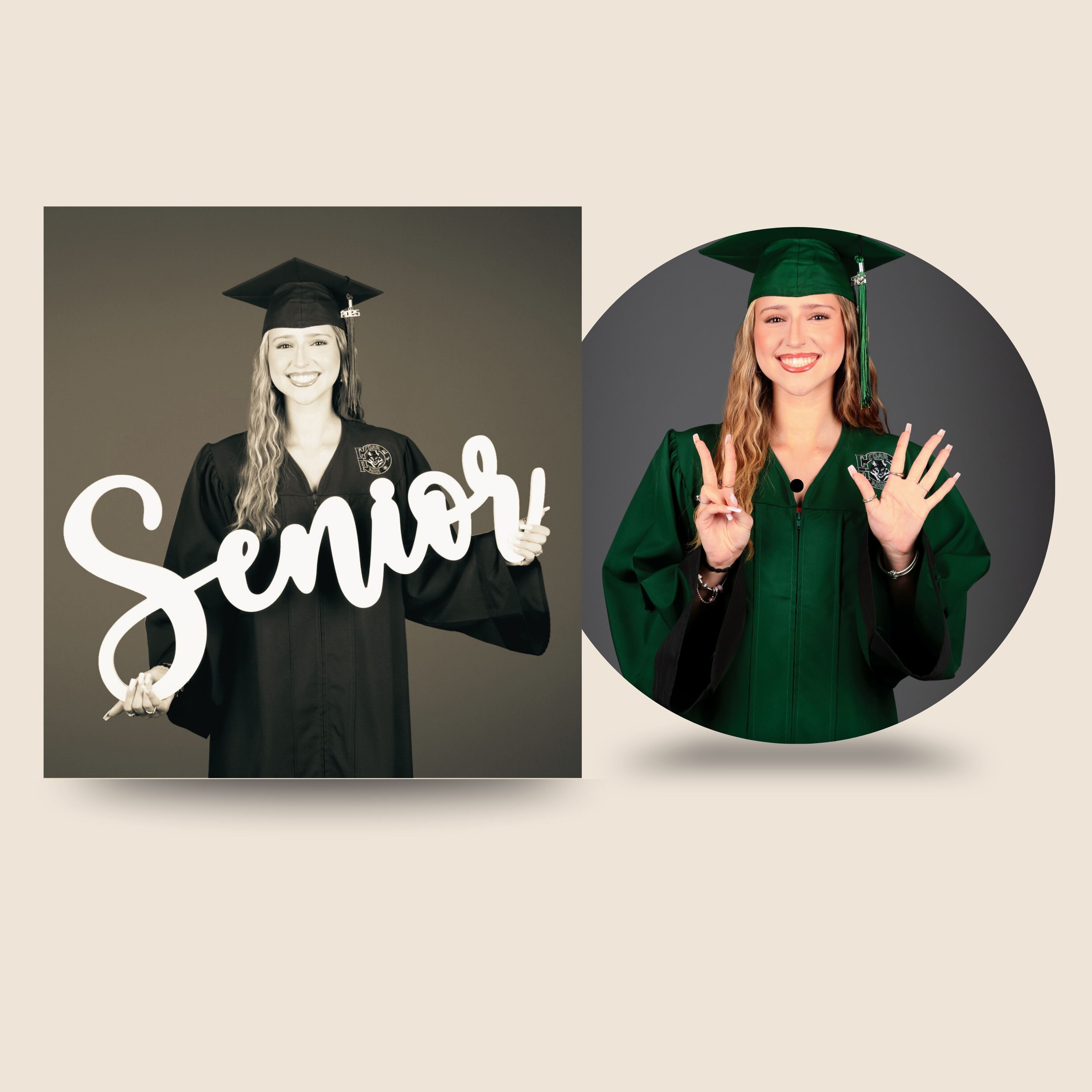 Custom graduation picture vinyl record featuring a high school senior portrait, created as a personalized keepsake by Black Label Vinyl