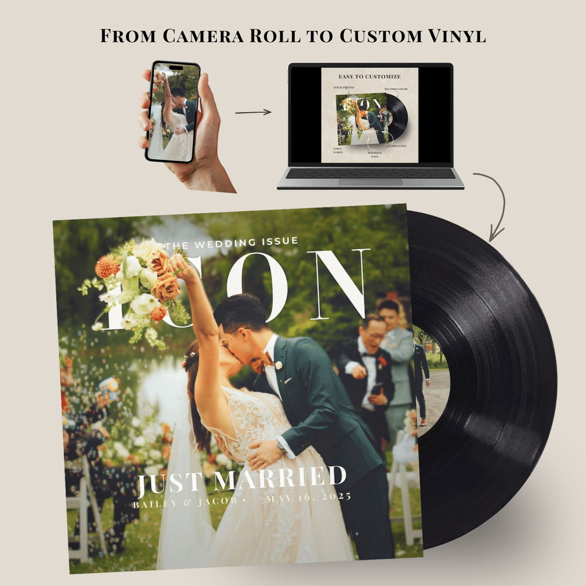 ICON Wedding Vinyl Record — Custom Wedding Vinyl Record Classic Black