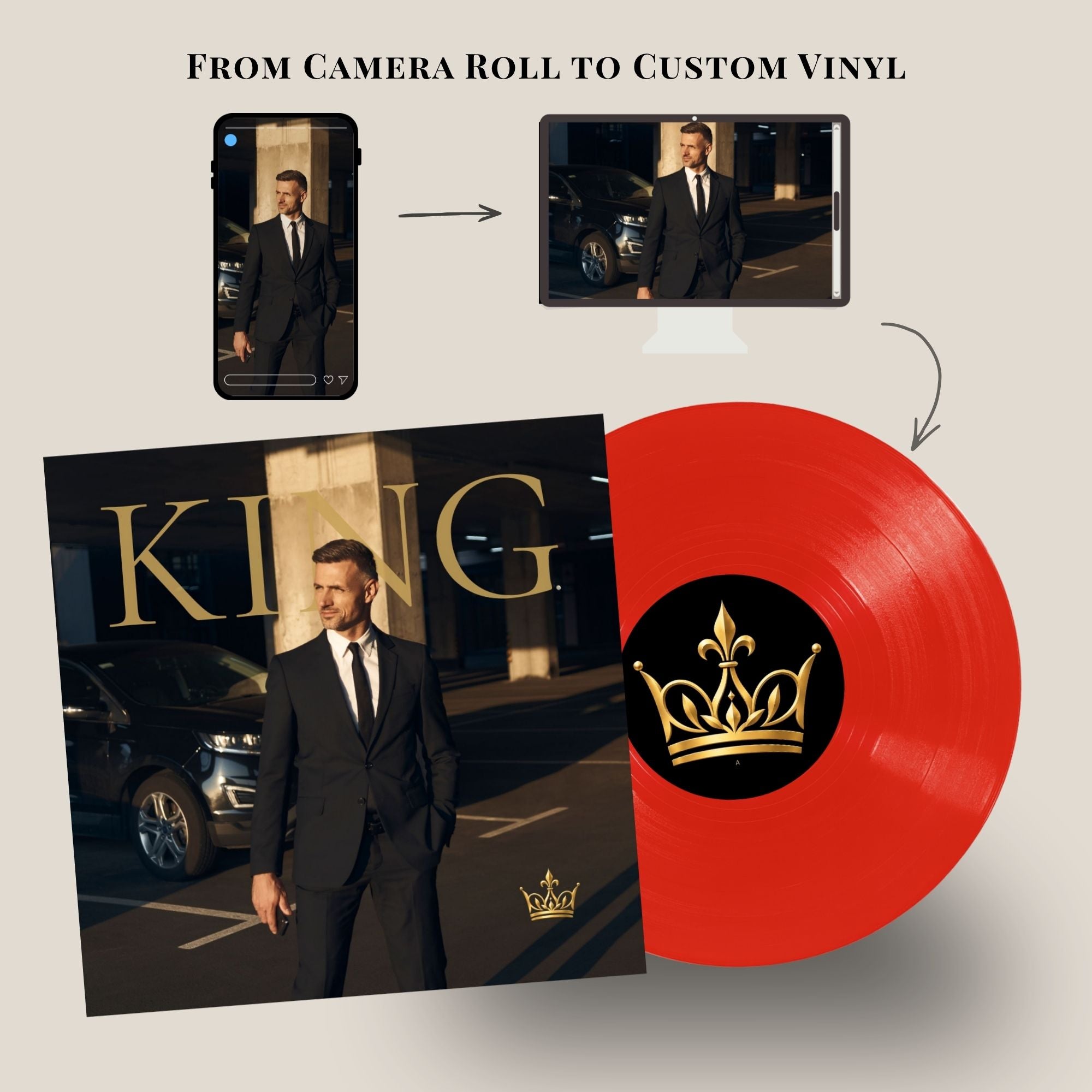 KING Custom Color Vinyl Record — Create Your Own Record with Photos & Songs