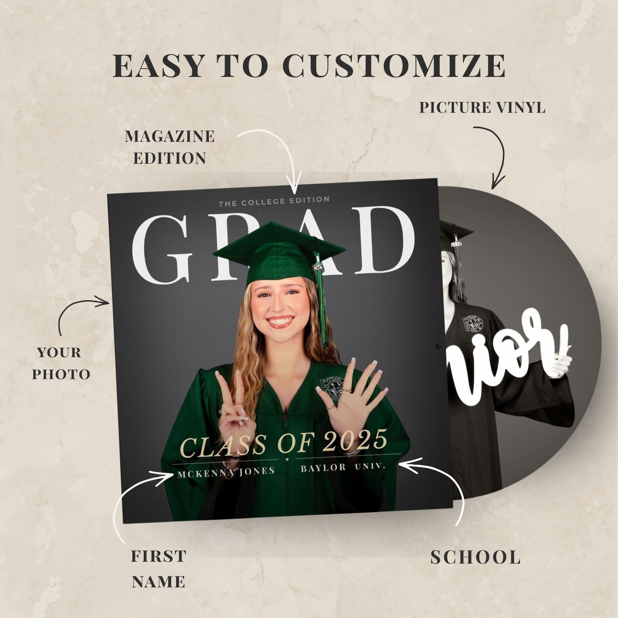 Graduation Picture Vinyl Record – Custom Graduation Picture Vinyl Record